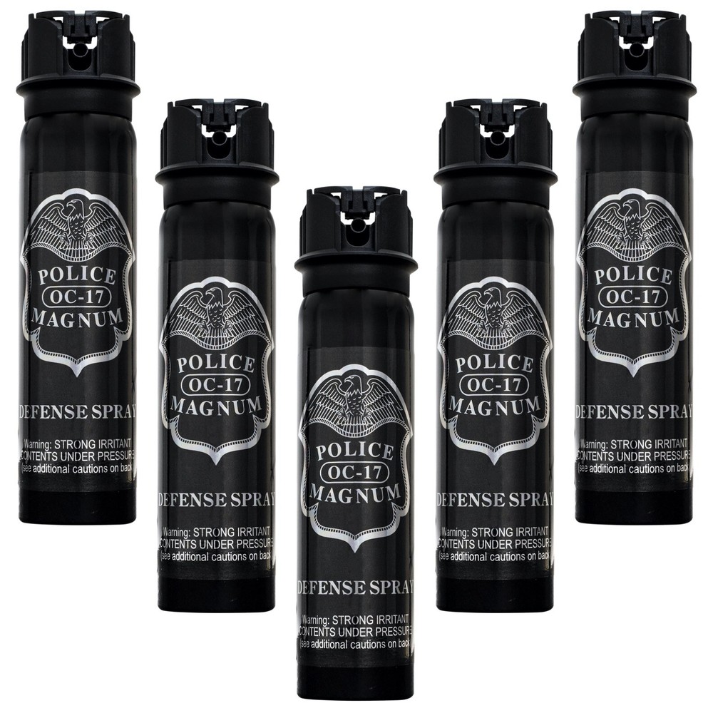 5 POLICE MAGNUM Pepper Spray Tactical Self Defense 5oz Flip Top Fogger Security