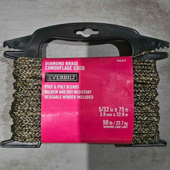 Everbilt Diamond Braid Camo Cord 5/32 in x 75 ft 50 lb, Mildew Resistant Winder