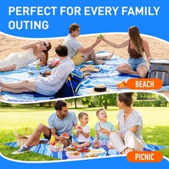 Large Beach Blanket Waterproof & Sandproof – 128” X 108” /10.7ft X 9ft