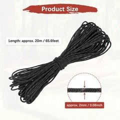 1PCS 2 mm 66FT Reflective Guyline Camping Paracord 3 Strands, Black
