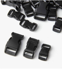 60pc Black Plastic Contoured Side Release Buckles for Paracord Bracelets 3 Sizes