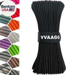 1000 Black Paracord Rope 100FT Utility Nylon Heavy Duty 12 Strand Parachute Cord