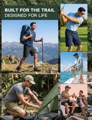Moosehill Hiking Shorts Men 8-Pocket: Cargo Lightweight 34 Regular, Dark Grey