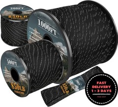 Cuerda reflectante de paracord de 850 lb, 50/100/200/500/1000 pies, 4 mm