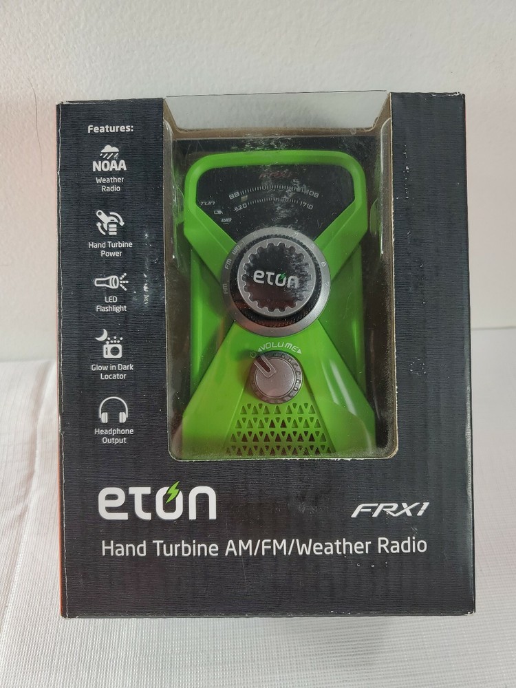 Green ETON Weather Radio Flashlight Rechargeable Emergency Analog AM FM
