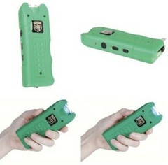 POLICE GREEN Rechargeable LED Stun Gun + Case PERSONAL ALARM WOMEN Self Defense