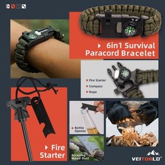 VEITORLD Survival Gear Kit for Men, Dad, Him – 12-in-1 Equipment for Outdoors
