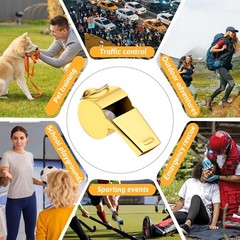 2 Piece Gold Referee Whistle, Stainless Steel Whistle, Whistles with…