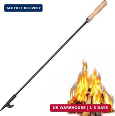 AGM Fire Poker for Fire Pit, 32″ Long Heavy Duty Campfire Poker Stick with Woode