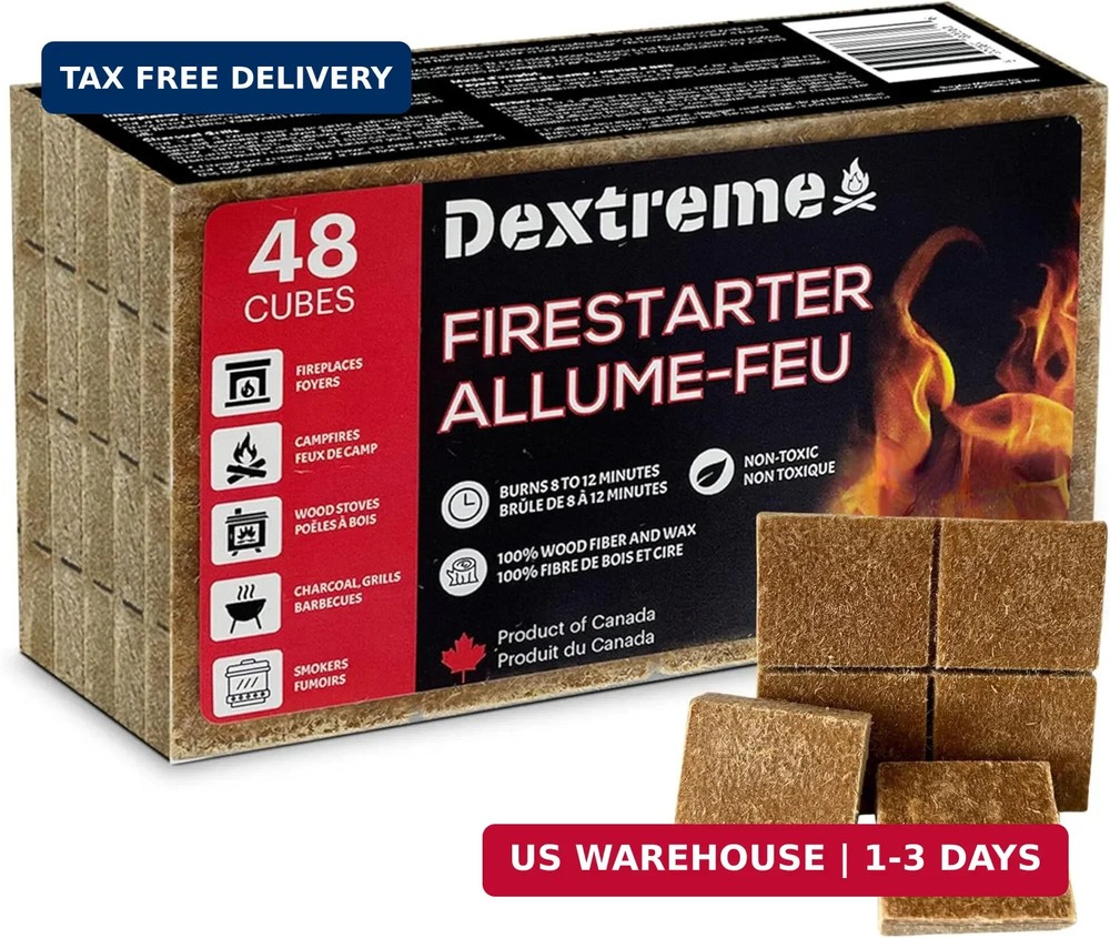 Dextreme Fire Starter Pack of 144/48 Natural Fire Starters Cubes for Campfires,