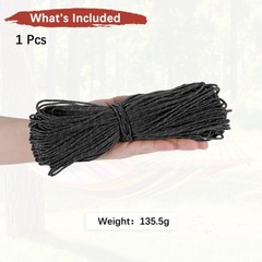1PCS 2 mm 197FT Reflective Guyline Camping Paracord 3 Strands, Black