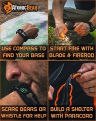 Paracord Bracelet 2 Pack – Fire Starter, Whistle, Adjustable for Hiking & Campin