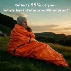 Zmoon Emergency Sleeping Bag Survival Bag, Orange Pack of 2, orange-2pcs