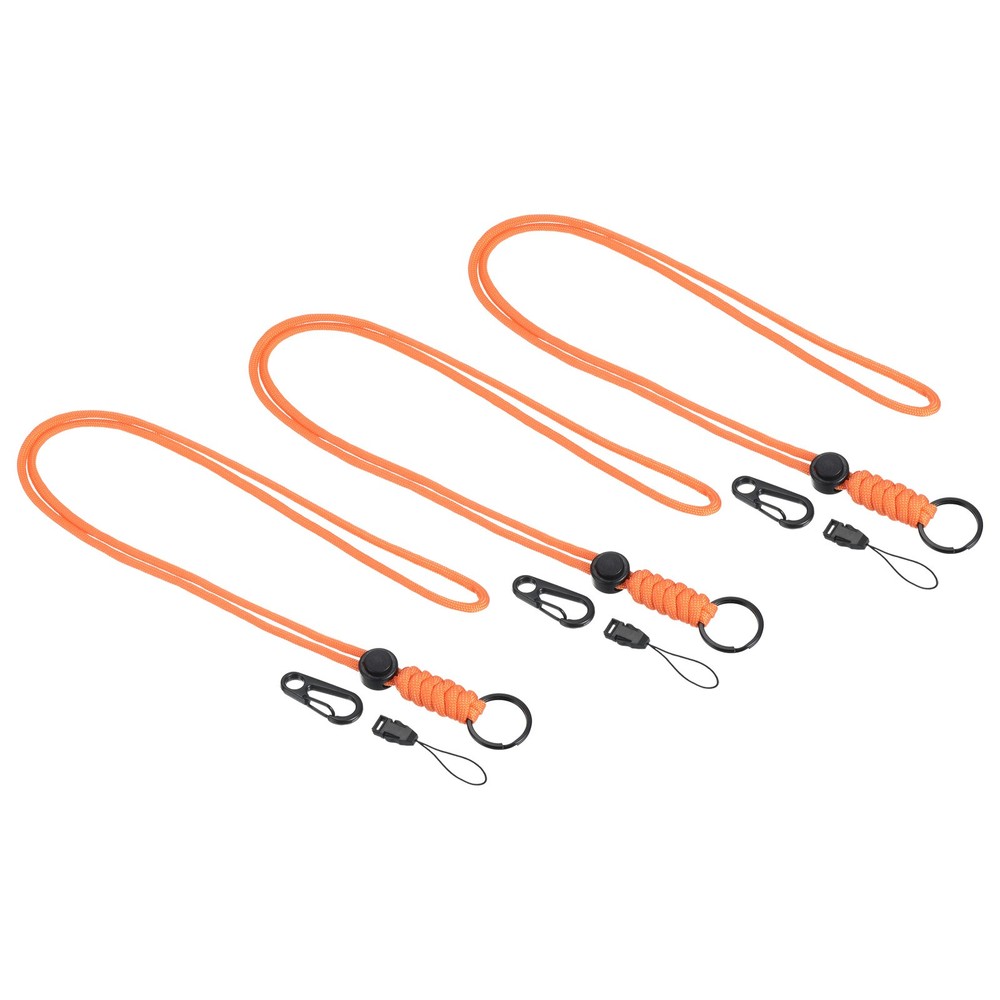 Paracord Lanyard 20″, 3pc Laces Badge Holder Necklace, Orange