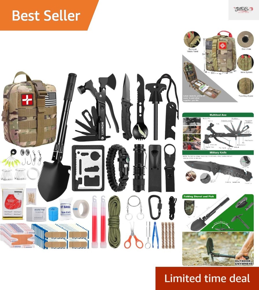 Comprehensive 142-Pcs Survival Toolkit with First Aid Essentials for Adventurers