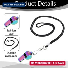 3 Pcs Coach Whistle with Lanyard Stainless Steel Metal Teacher Whistles Colorful