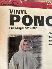Waterproof Vinyl Rain Poncho Full Length 50″ x 80″ Boulder Creek Green TX
