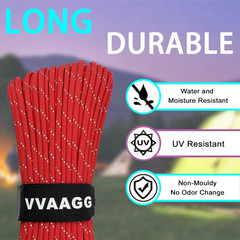 VVAAGG Reflective Paracord Rope 100FT, 7 Strand Nylon Para Cord Lanyard Utility