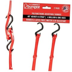 Adjustable Bungee Cords 48″ 2-Pack, Heavy Duty Rubber-Free Polyurethane Red