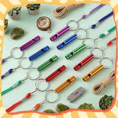 50Pcs Emergency Whistles W/ Lanyard Aluminum Extra Loud Survival Safety