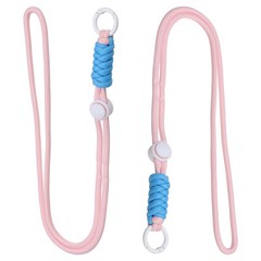 2 Pcs Paracord Lanyard Necklace, Lanyard with Split Ring, Pink & Blue & White