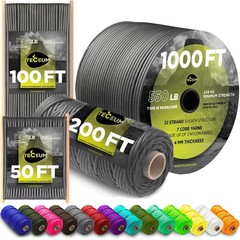 Teceum Paracord Type Iii 550 Dark Grey 100 Ft 4Mm Tactical Rope Mil-Spec