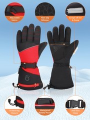 PETREL Women Heated Gloves, USB Rechargeable Touchscreen Medium, Black Red