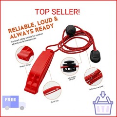FJCTER Emergency Whistles Survival, 2PCs Super Loud Double Tube Safety Whistles