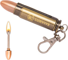 Permanent Match Bullet Metal Keychain Fire Starter Lighter | Quick Clip Reusable