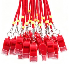 24 Packs Sport Whistle with Lanyard, for Coach, Referee, Official (Red)