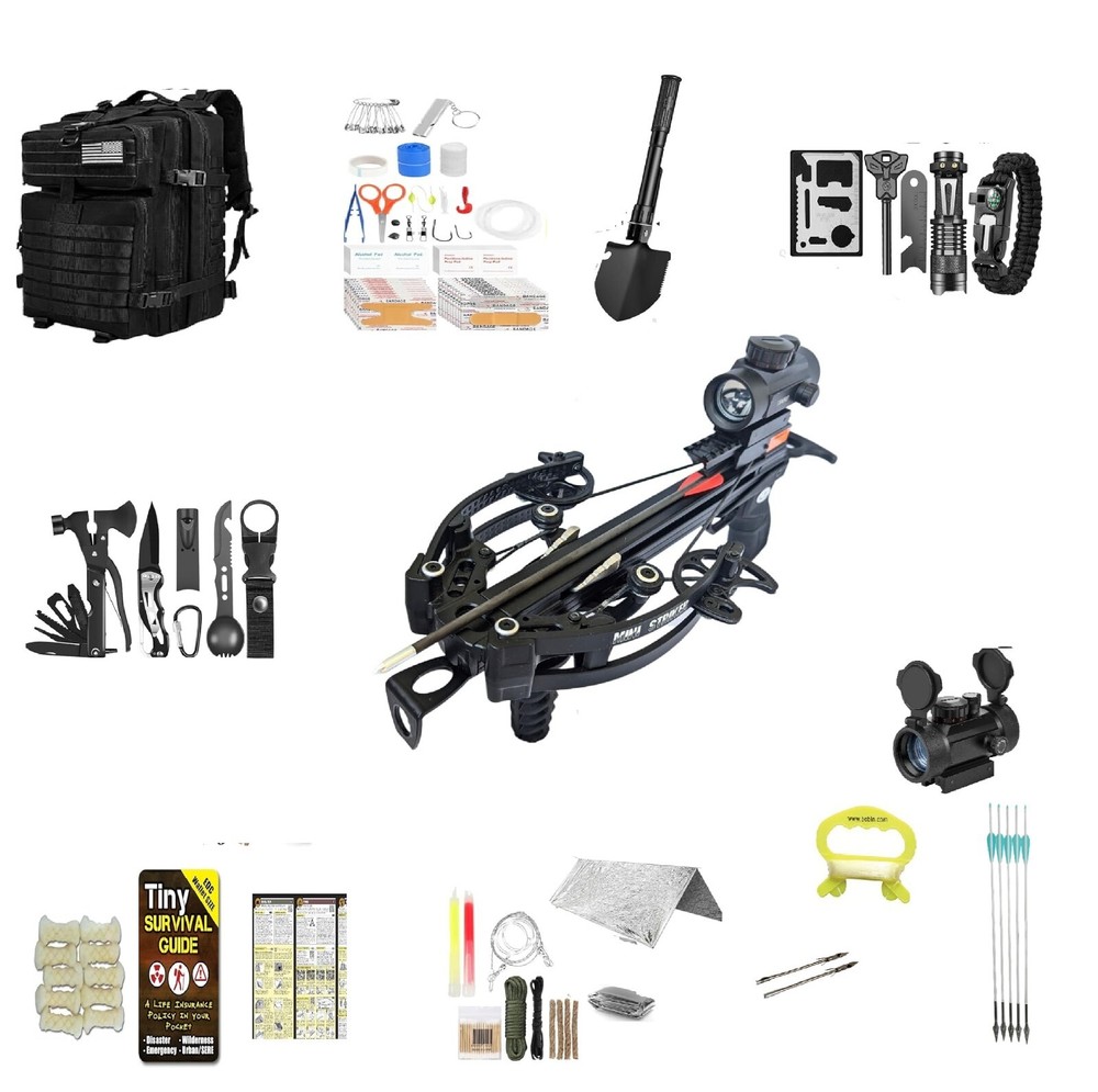 Mini Striker Survival Kit 180 pcs Hunt, Fish & Protection with Survival guide