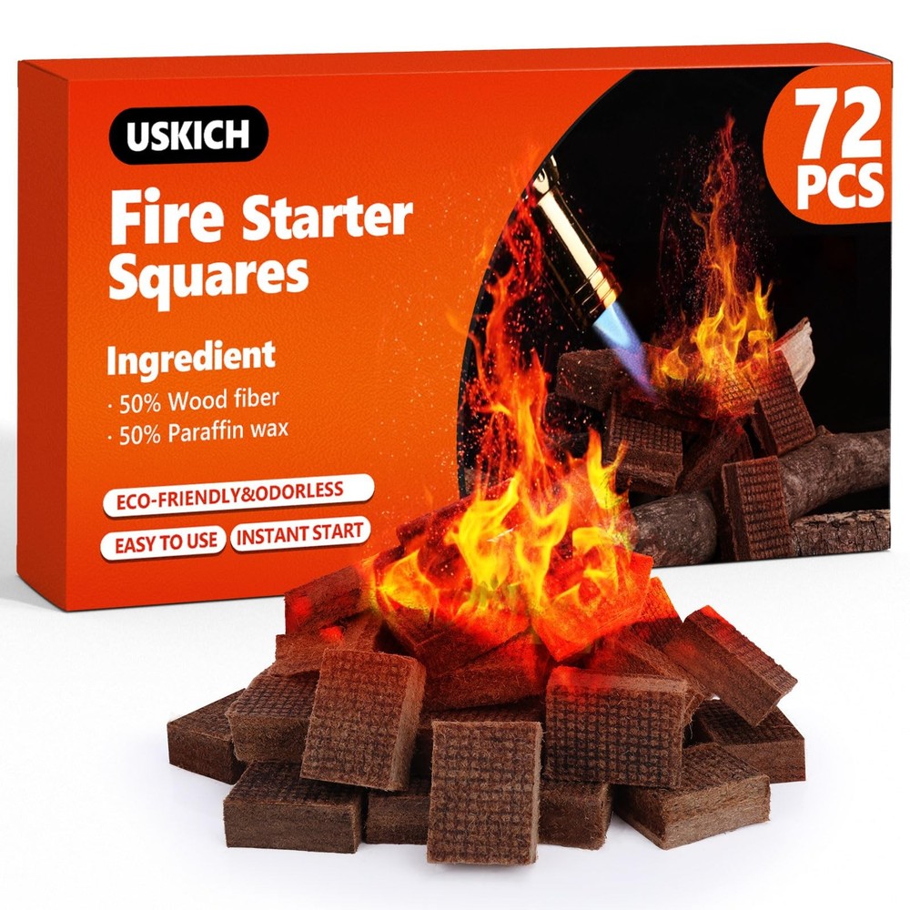 Fire Starter Squares 72Pcs,Natural Starters for 72PCS, Brown