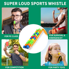 48Pcs Plastic Whistles, Sports Whistle Bulk with Lanyard, Super Loud Training Sp
