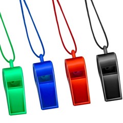 Arbootjin Whistle,4 Pack Plastic Whistles 50x22x18mm, Blue,Green,Red,Black